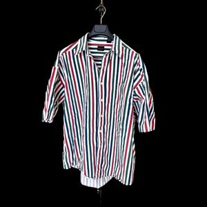 90's‎ Structure Mens XL Short Sleeve Button Down Shirt Striped Cotton